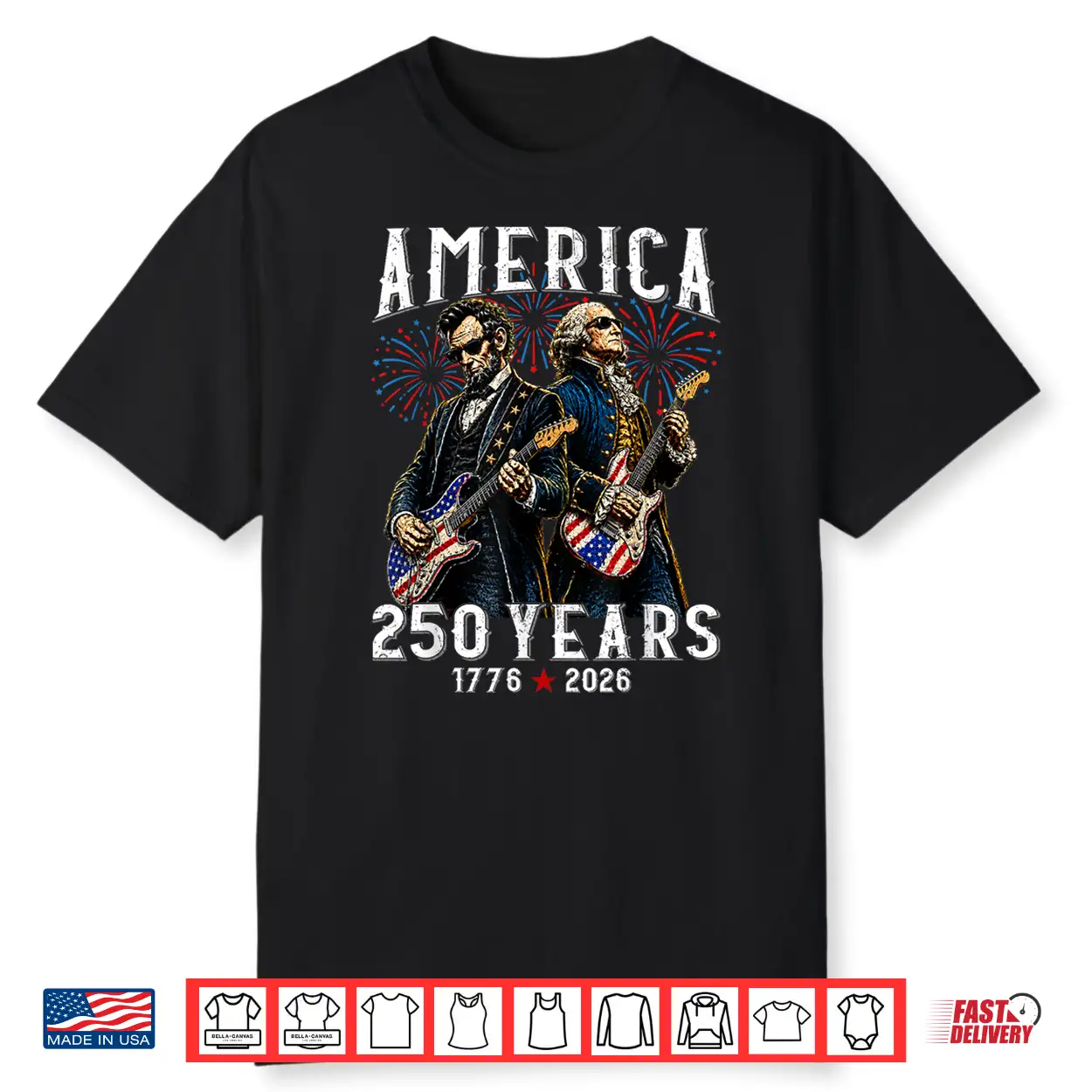 George Washington Abe Lincoln Playing Guitar 250Th America Shirt George Washington Abe Lincoln Playing Guitar 250Th America Shirt