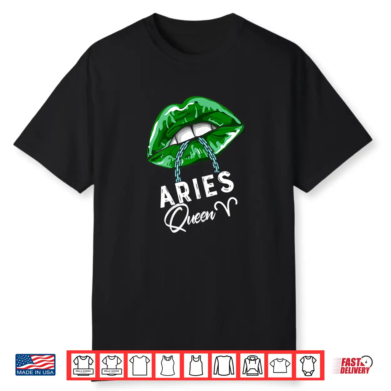 Green Aries Queen Lips Chain Zodiac St Patricks Day Shirt Green Aries Queen Lips Chain Zodiac St Patricks Day Shirt