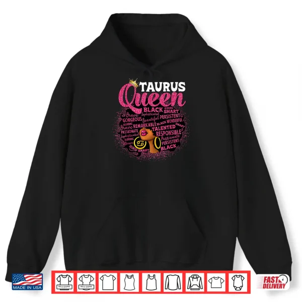 Hoodie African American Women Zodiac Birthday Afro Taurus Queen Shirt