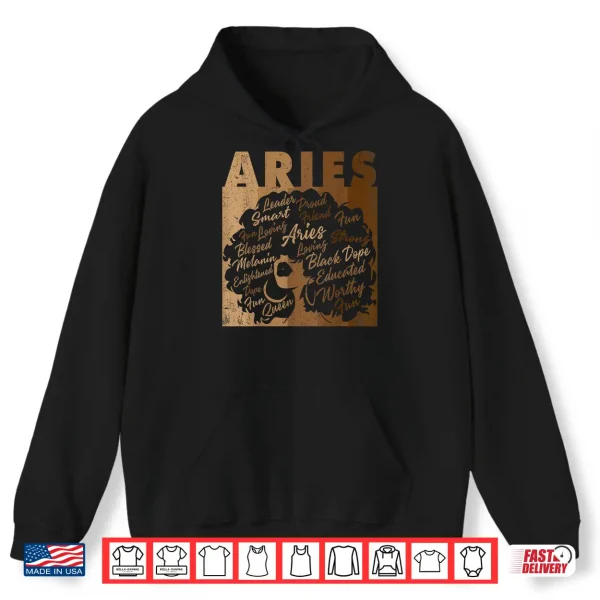 Aries Girl African American Women Melanin Birthday Shirt 1 Hoodie Aries Girl African American Women Melanin Birthday Shirt