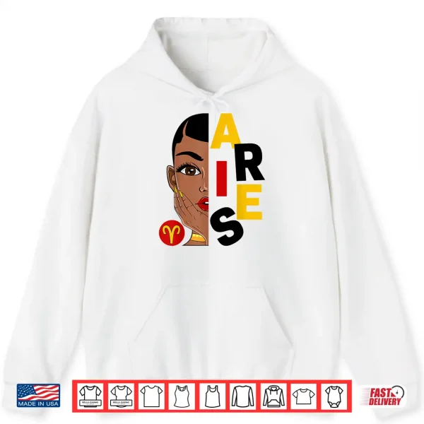 Aries Queen Short Hair Black Woman Girl Zodiac Sign Shirt 1 Hoodie Aries Queen Short Hair Black Woman Girl Zodiac Sign Shirt