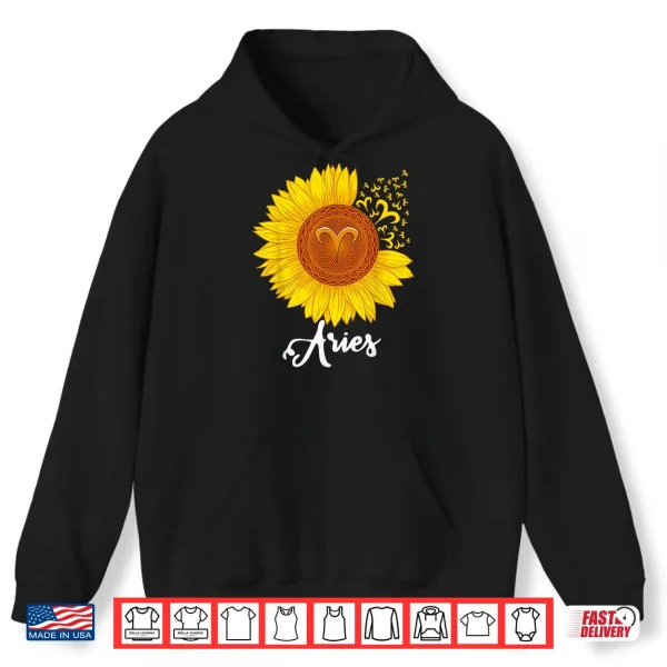 Aries Sunflower Zodiac Sign Floral Astrology Women Shirt 1 Hoodie Aries Sunflower Zodiac Sign Floral Astrology Women Shirt