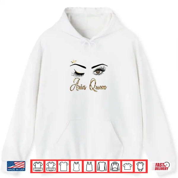 Hoodie Aries Zodiac Birthday Leopard Print Gift For Girls Women Shirt