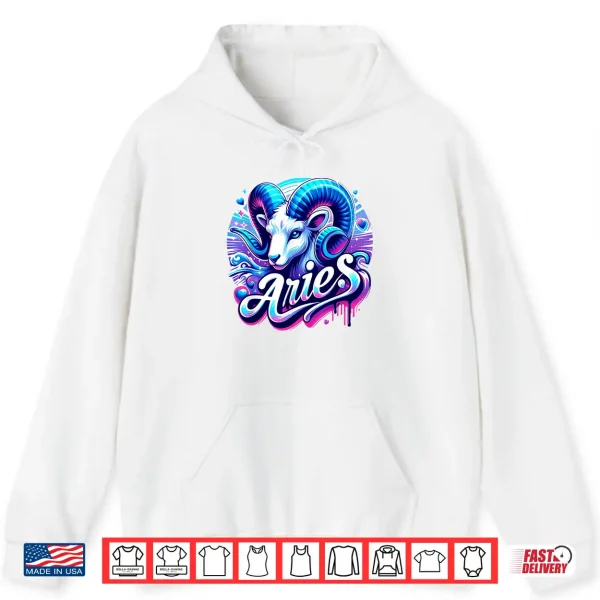 Hoodie Aries Zodiac Symbol Horoscope Astrology Birthday Shirt