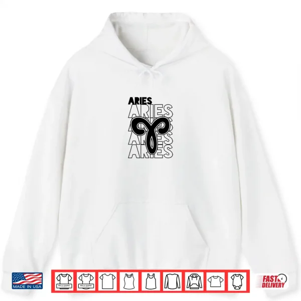 Hoodie Aries Zodiac Typography Retro Vintage Astrology Shirt