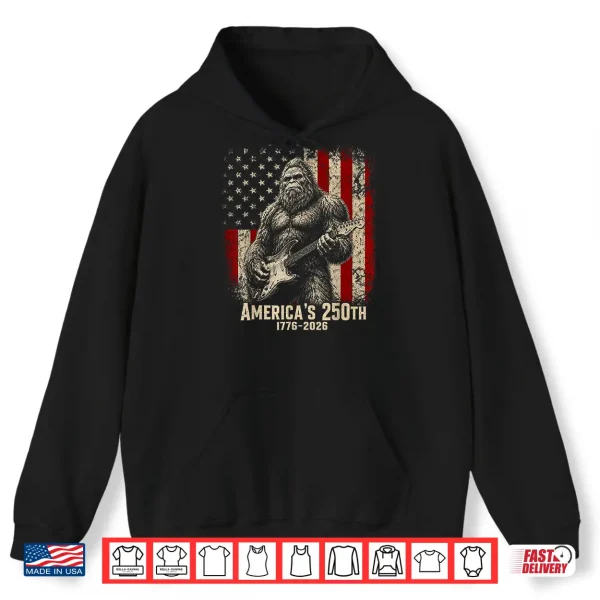 Bigfoot Sasquatch Playing Guitar 250 Years American Usa Flag Shirt 1 Hoodie Bigfoot Sasquatch Playing Guitar 250 Years American USA Flag Shirt