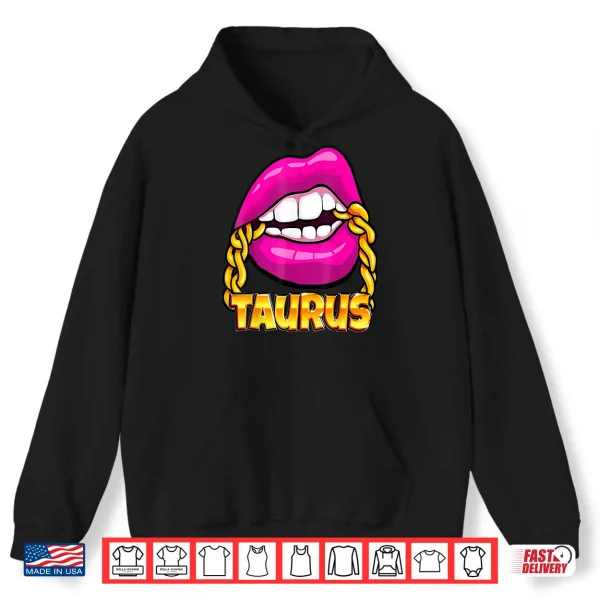 Black Queen Juicy Lips Pink Gold Chain Taurus Zodiac Sign Shirt 1 Hoodie Black Queen Juicy Lips Pink Gold Chain Taurus Zodiac Sign Shirt