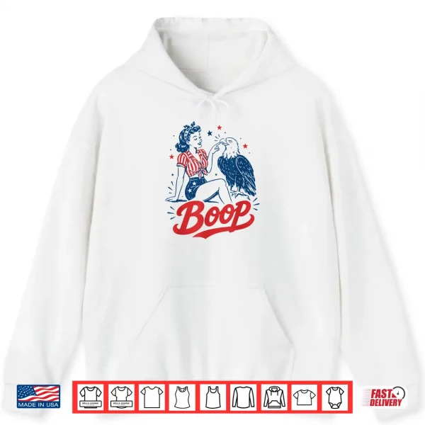 Hoodie Boop Vintage USA Girl and Eagle Funny Patriotic Retro Art Shirt