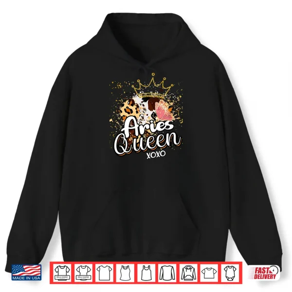 Leopard Aries Queen Zodiac Sign Butterfly Golden Crown Shirt 1 Hoodie Leopard Aries Queen Zodiac Sign Butterfly Golden Crown Shirt