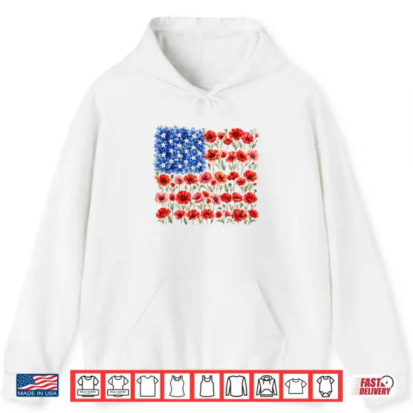 Red Poppy Flower American Flag Memorial Day Poppies Shirt 1 Hoodie Red Poppy Flower American Flag Memorial Day Poppies Shirt