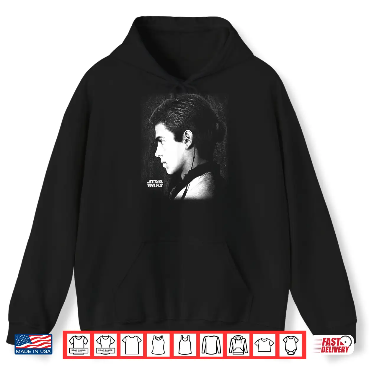 Star Wars Ep Ii Anakin Black & White Side Profile Portrait Shirt Star Wars Ep Ii Anakin Black & White Side Profile Portrait Shirt