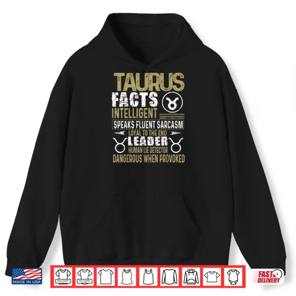 Hoodie TAURUS Facts Zodiac Sign Shirt Birthday Gift April May