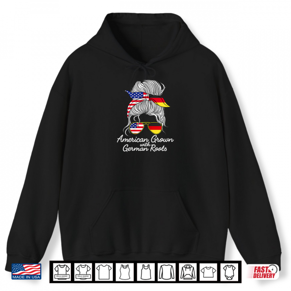 Hoodie USA Germany Heritage White Hair Messy Bun Women Girls Gift Shirt