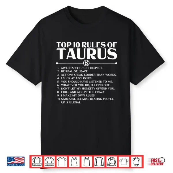 Horoscope Symbols Astrology Sign Top 10 Rules Of Taurus Shirt