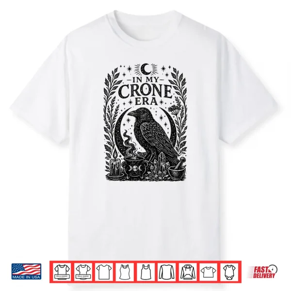In My Crone Era Witchy Raven Cauldron Goth Witch Shirt