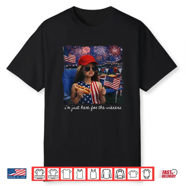 Just Here For The Wieners Funny 4Th Of July Girl Face Meme Shirt