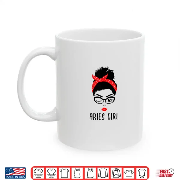 Mug Aries Girl Astrology Wink Eye Woman Face Zodiac Gift Shirt
