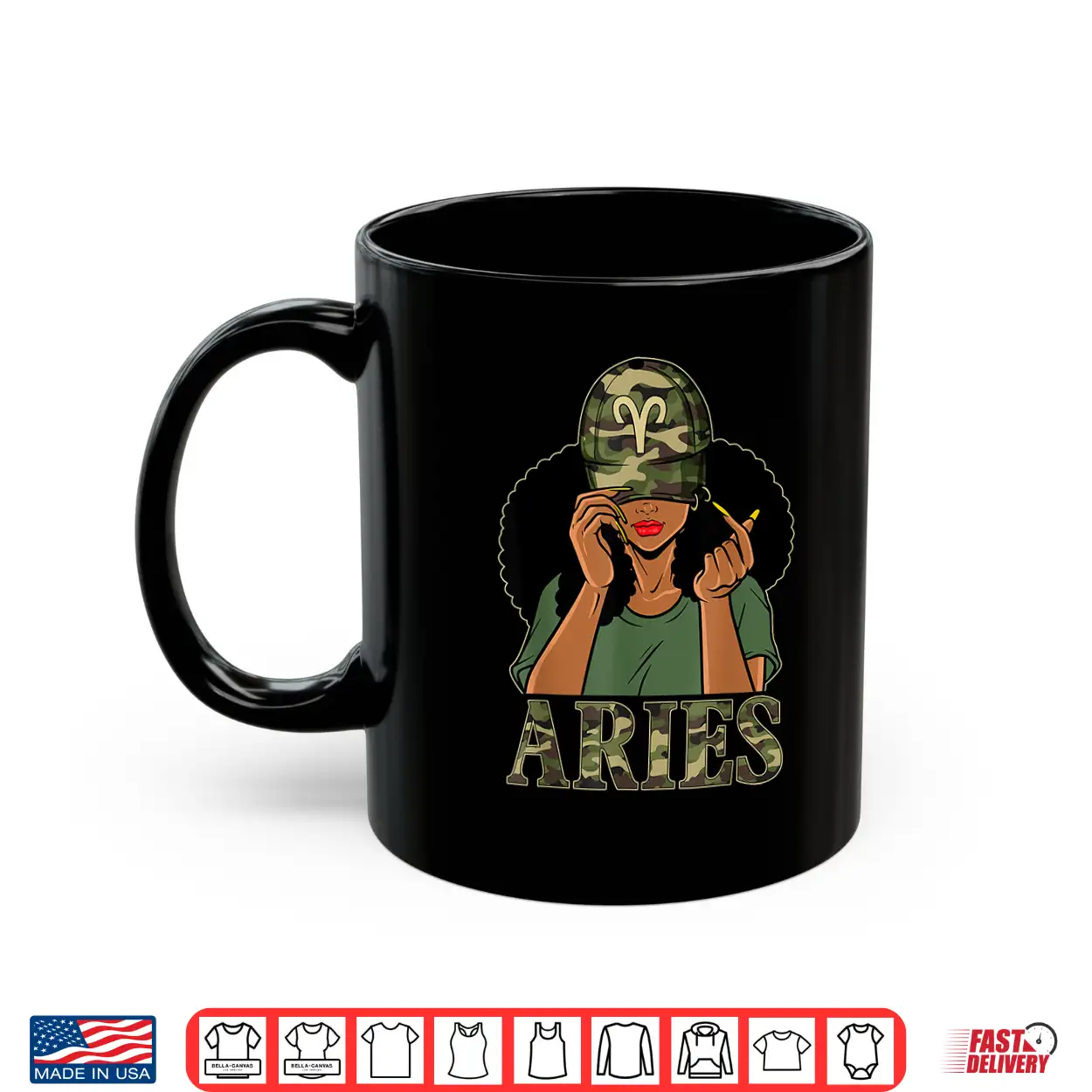 Aries Girl Black Woman With Cap Camo Afro Woman Zodiac Shirt Aries Girl Black Woman With Cap Camo Afro Woman Zodiac Shirt