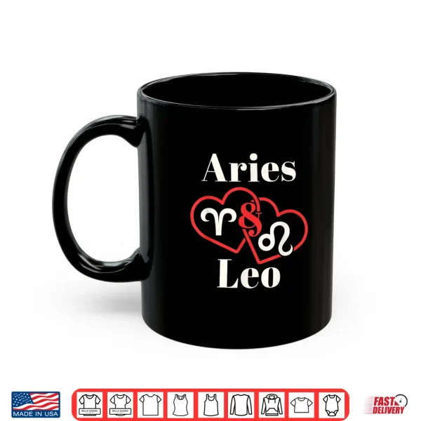 Mug Aries Leo Zodiac Couples Astrology Heart Valentines Day Shirt