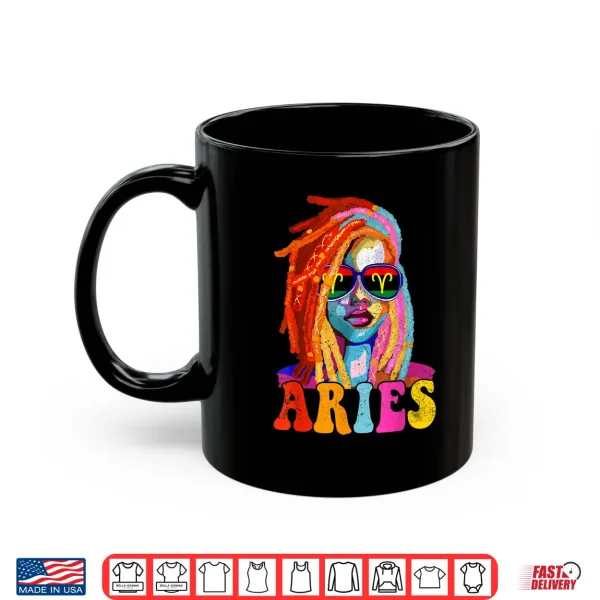 Mug Aries Queen African American Locd Women Zodiac Sign Shirt