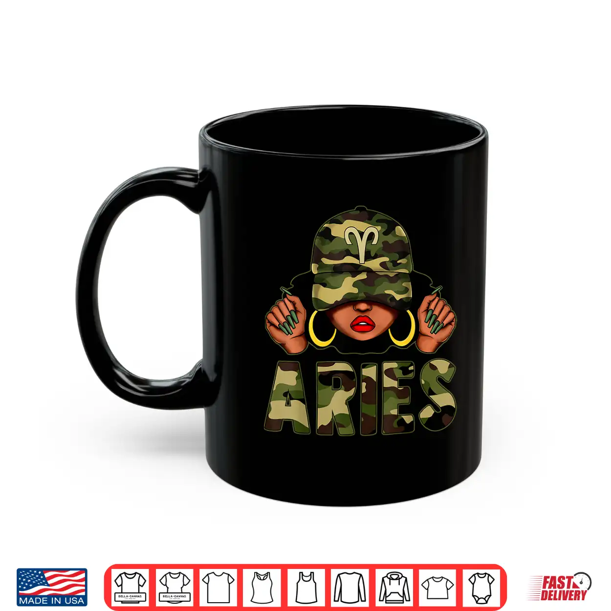 Aries Queen Black Woman With Cap Camo Afro Girl Zodiac Shirt Aries Queen Black Woman With Cap Camo Afro Girl Zodiac Shirt