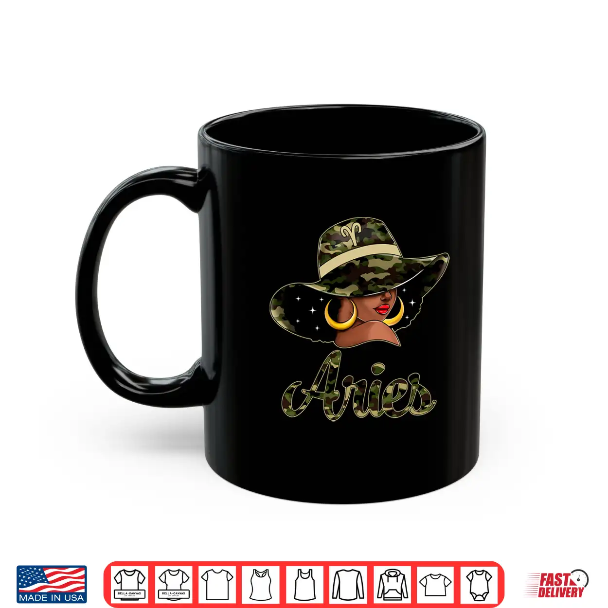 Aries Queen Black Woman With Hat Camo Afro Woman Zodiac Shirt Aries Queen Black Woman With Hat Camo Afro Woman Zodiac Shirt