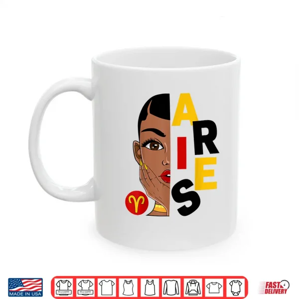 Aries Queen Short Hair Black Woman Girl Zodiac Sign Shirt 3 Mug Aries Queen Short Hair Black Woman Girl Zodiac Sign Shirt