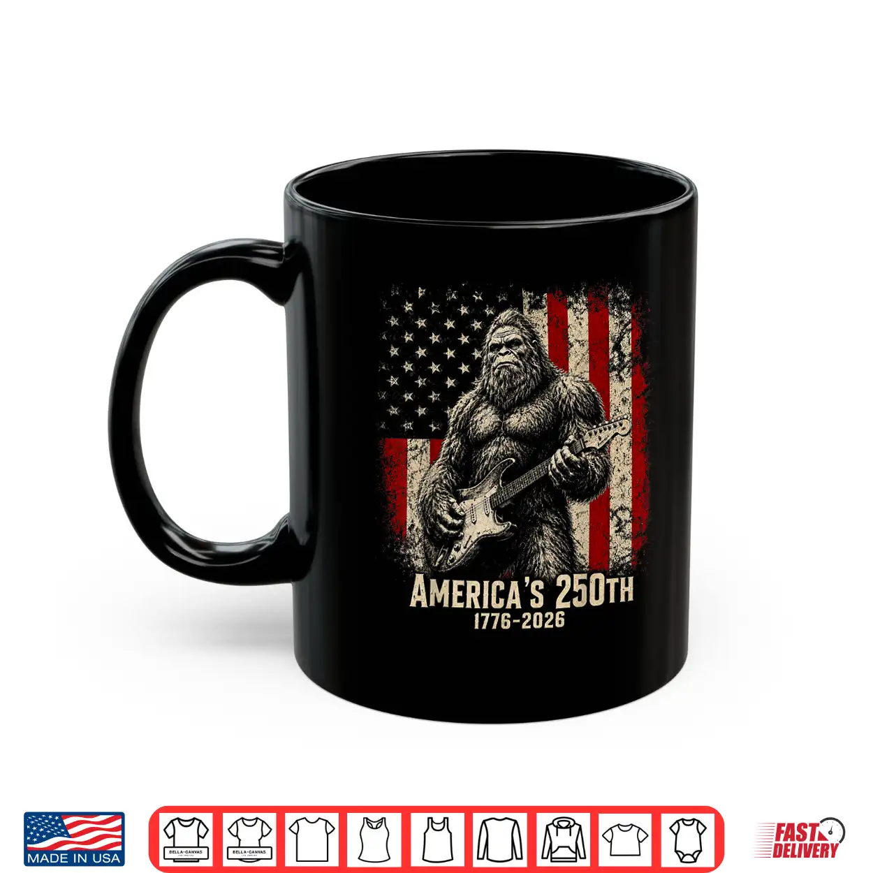 Bigfoot Sasquatch Playing Guitar 250 Years American Usa Flag Shirt Bigfoot Sasquatch Playing Guitar 250 Years American Usa Flag Shirt