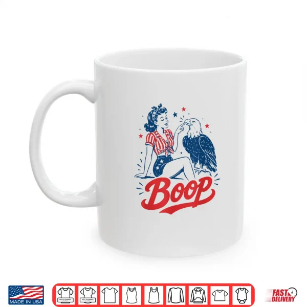 Mug Boop Vintage USA Girl and Eagle Funny Patriotic Retro Art Shirt