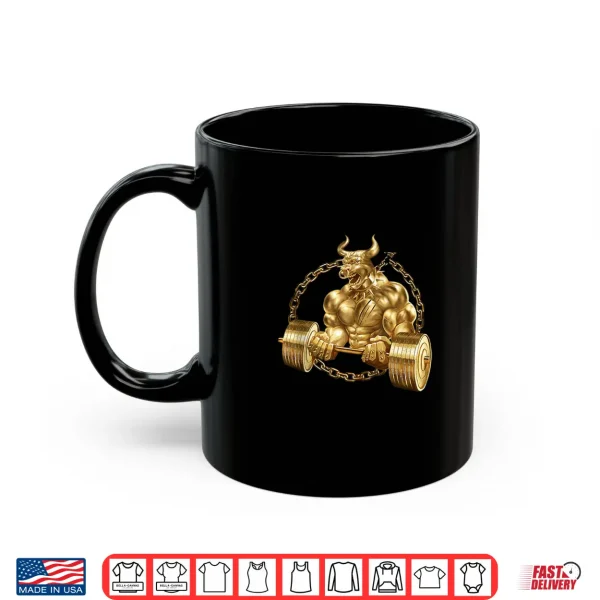 Mug Bull Beast Lifting Taurus Bodybuilding Workout Fitness Gold Shirt