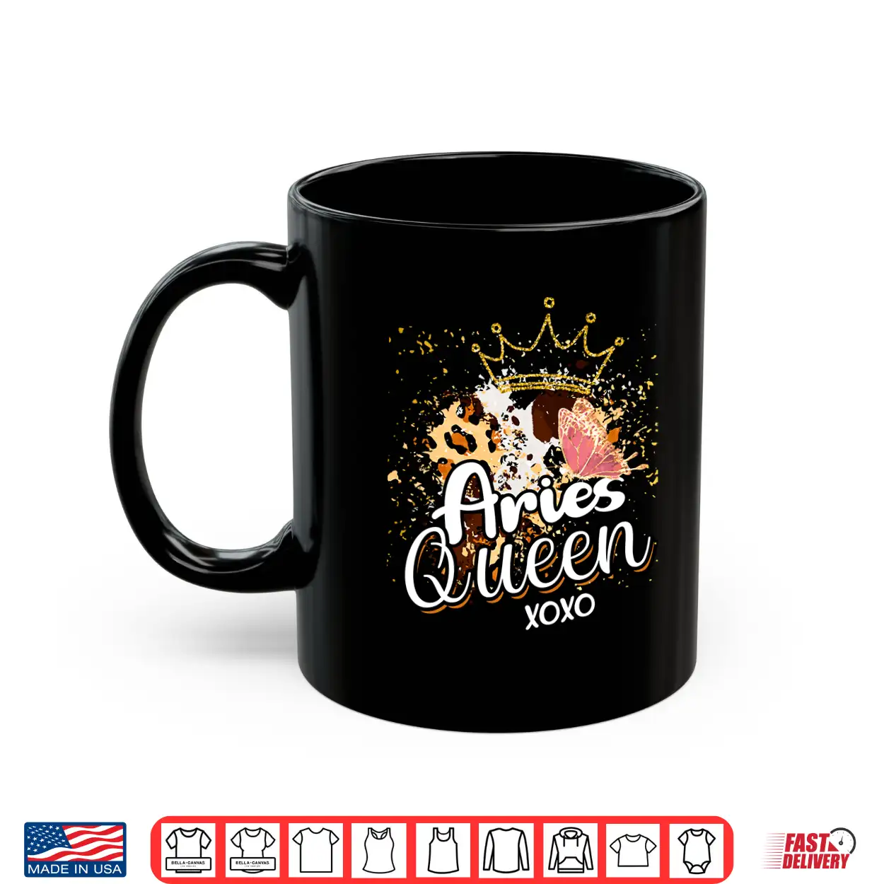 Leopard Aries Queen Zodiac Sign Butterfly Golden Crown Shirt Leopard Aries Queen Zodiac Sign Butterfly Golden Crown Shirt