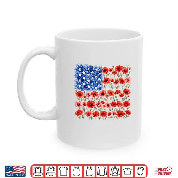 Red Poppy Flower American Flag Memorial Day Poppies Shirt 3 Mug Red Poppy Flower American Flag Memorial Day Poppies Shirt