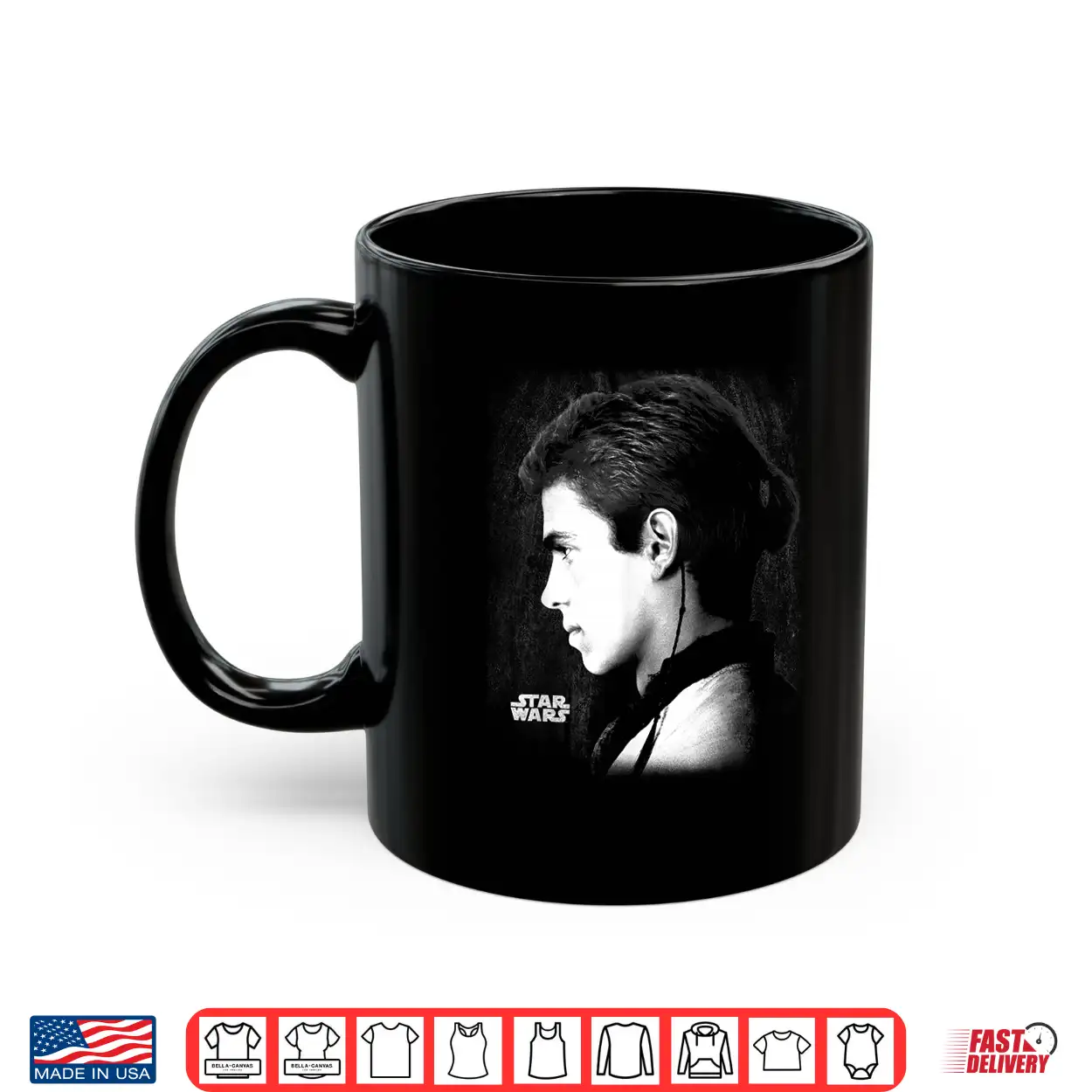 Star Wars Ep Ii Anakin Black & White Side Profile Portrait Shirt Star Wars Ep Ii Anakin Black & White Side Profile Portrait Shirt