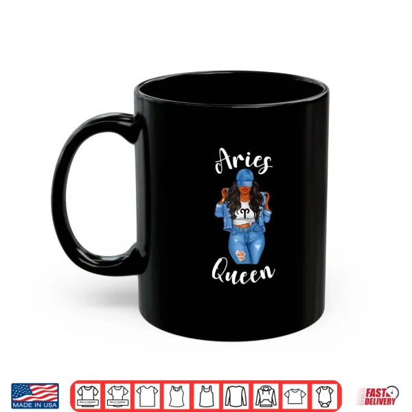 Mug Streetwise Aries Black Queen Afro Womens Zodiac Birthday Shirt