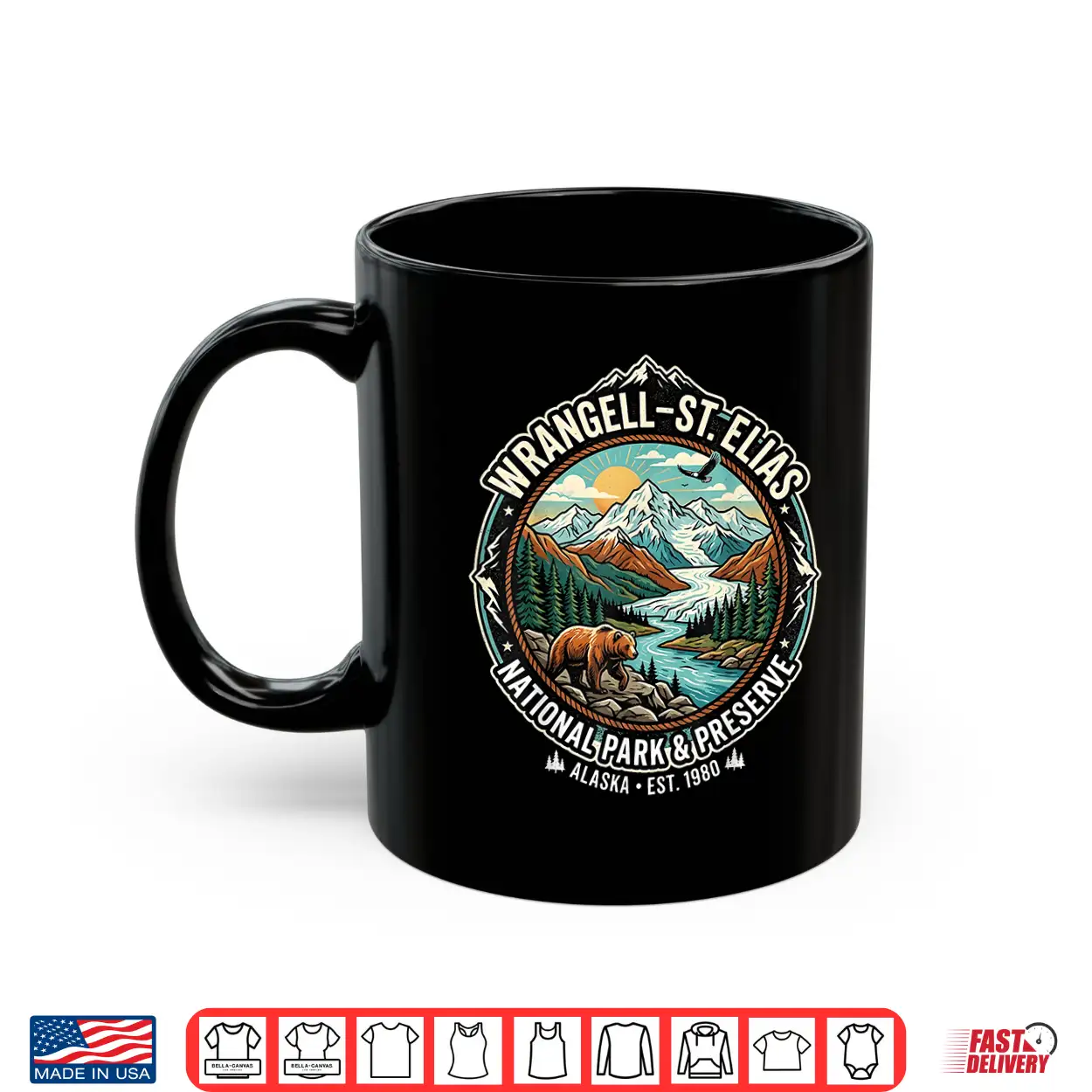 Wrangell St Elias National Park Alaska Retro Grizzly Emblem Shirt Wrangell St Elias National Park Alaska Retro Grizzly Emblem Shirt