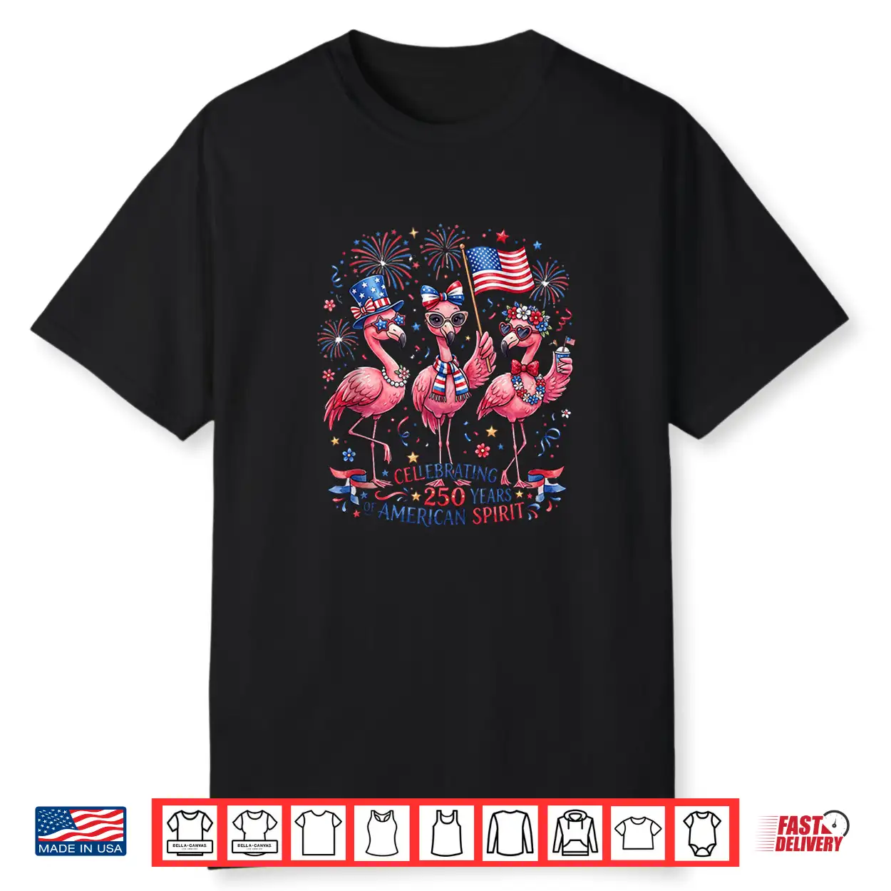 Patriotic Flamingo American Spirit 250 Years Celebration Shirt Patriotic Flamingo American Spirit 250 Years Celebration Shirt