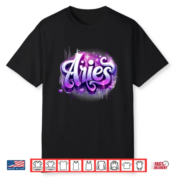 Pink & Purple Aries Zodiac Star Sign Shirt