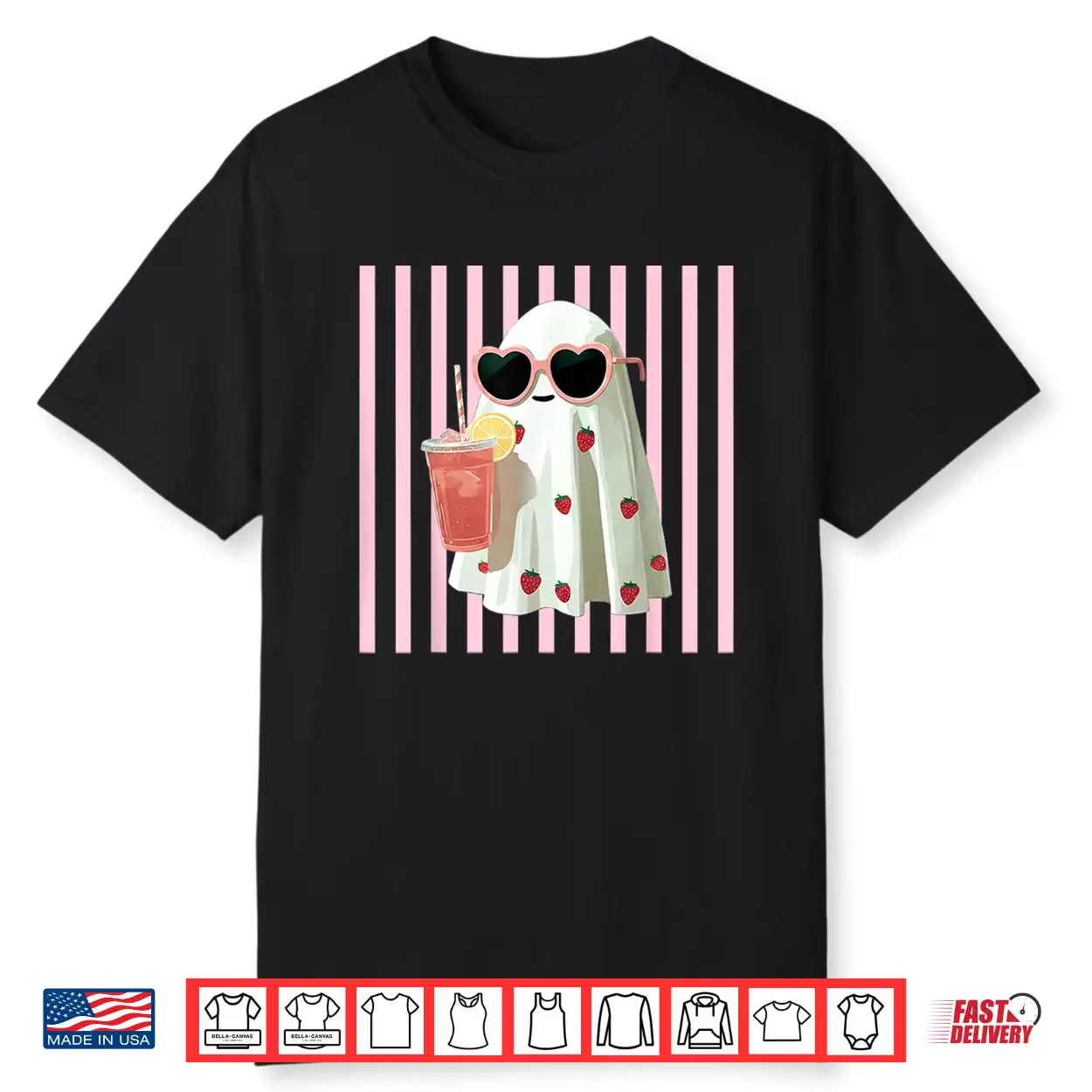Pink Striped Cute Ghost Summer Fruit Juice Hawaii Summerween Shirt Pink Striped Cute Ghost Summer Fruit Juice Hawaii Summerween Shirt