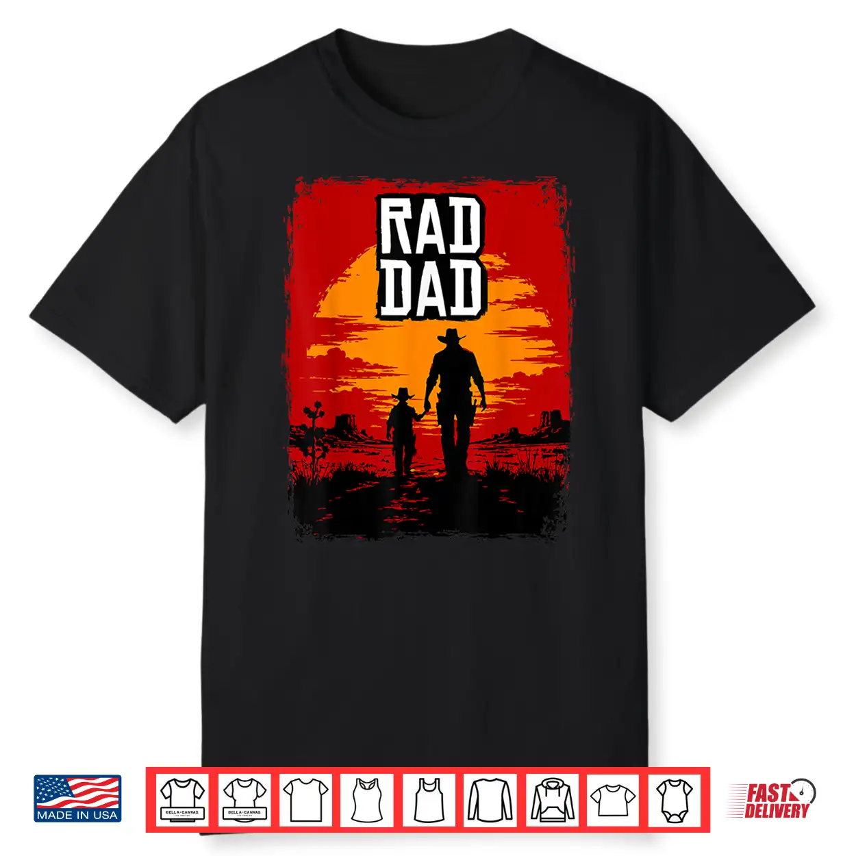 Rad Dad Father And Son Western Sunset Graphic Shirt Rad Dad Father And Son Western Sunset Graphic Shirt