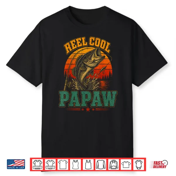 Reel Cool Papaw Vintage Fishing Retro Sunset Father’S Day Shirt