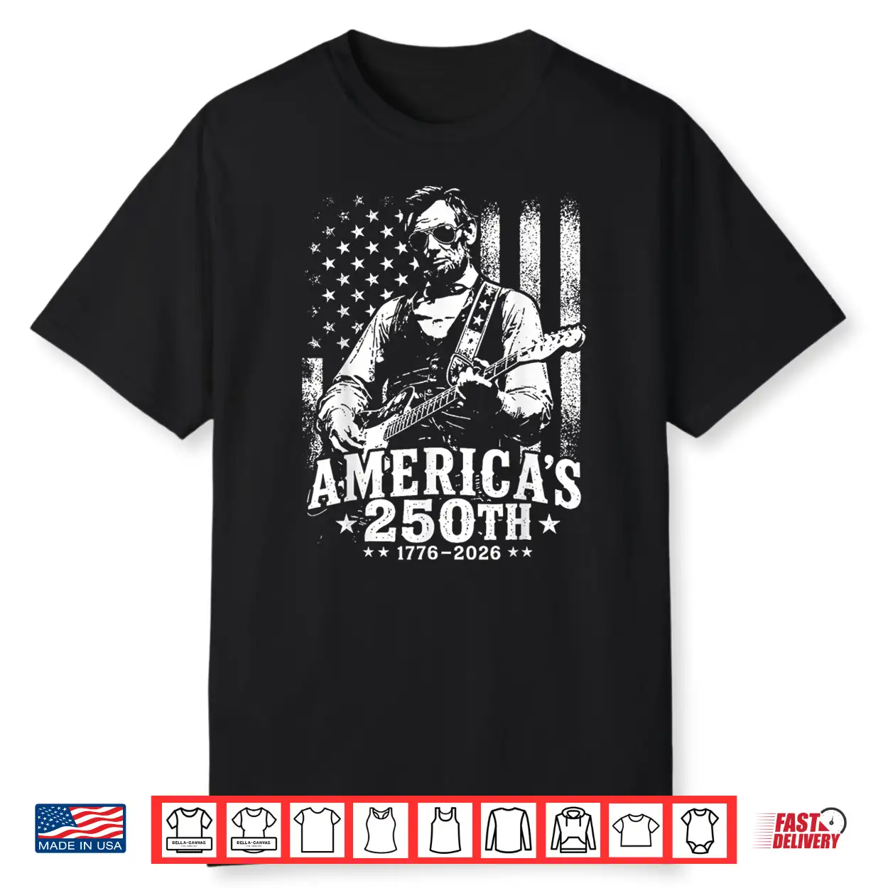 Retro Abe Lincoln Guitar United States 250 Anniversary Shirt Retro Abe Lincoln Guitar United States 250 Anniversary Shirt