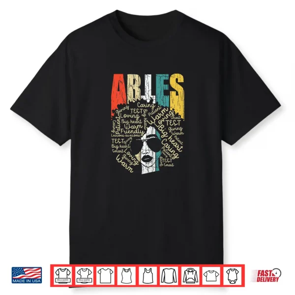 Retro Vintage Aries Birthday Costume African American Gift Shirt