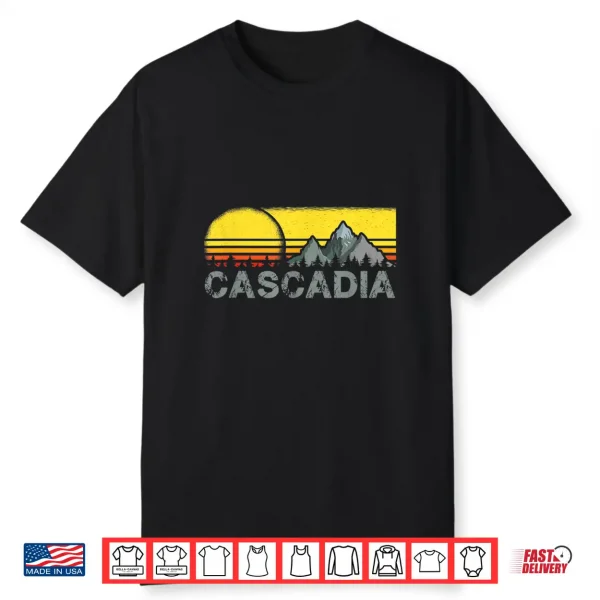 Retro Vintage Sunset Cascadia Mountain Camping And Hiking Shirt