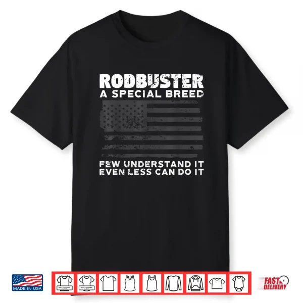 Rodbuster American Welder Flag Iron Worker Fun Graphic Art Shirt