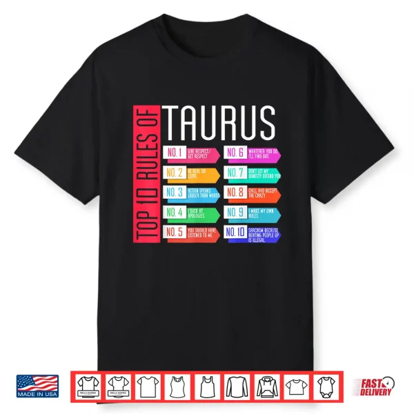 Rules Of Taurus Zodiac Birthday Horoscope Astrological Shirt
