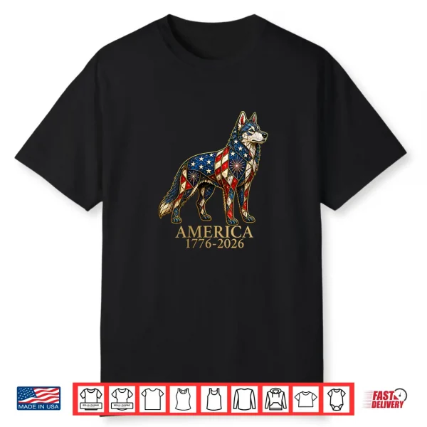 Siberian Husky Dog Mosaic America 1776 2026 4Th Of July Shirt