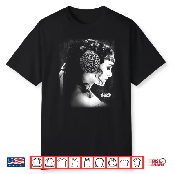 Star Wars Padme Amidala Black & White Side Profile Portrait Shirt