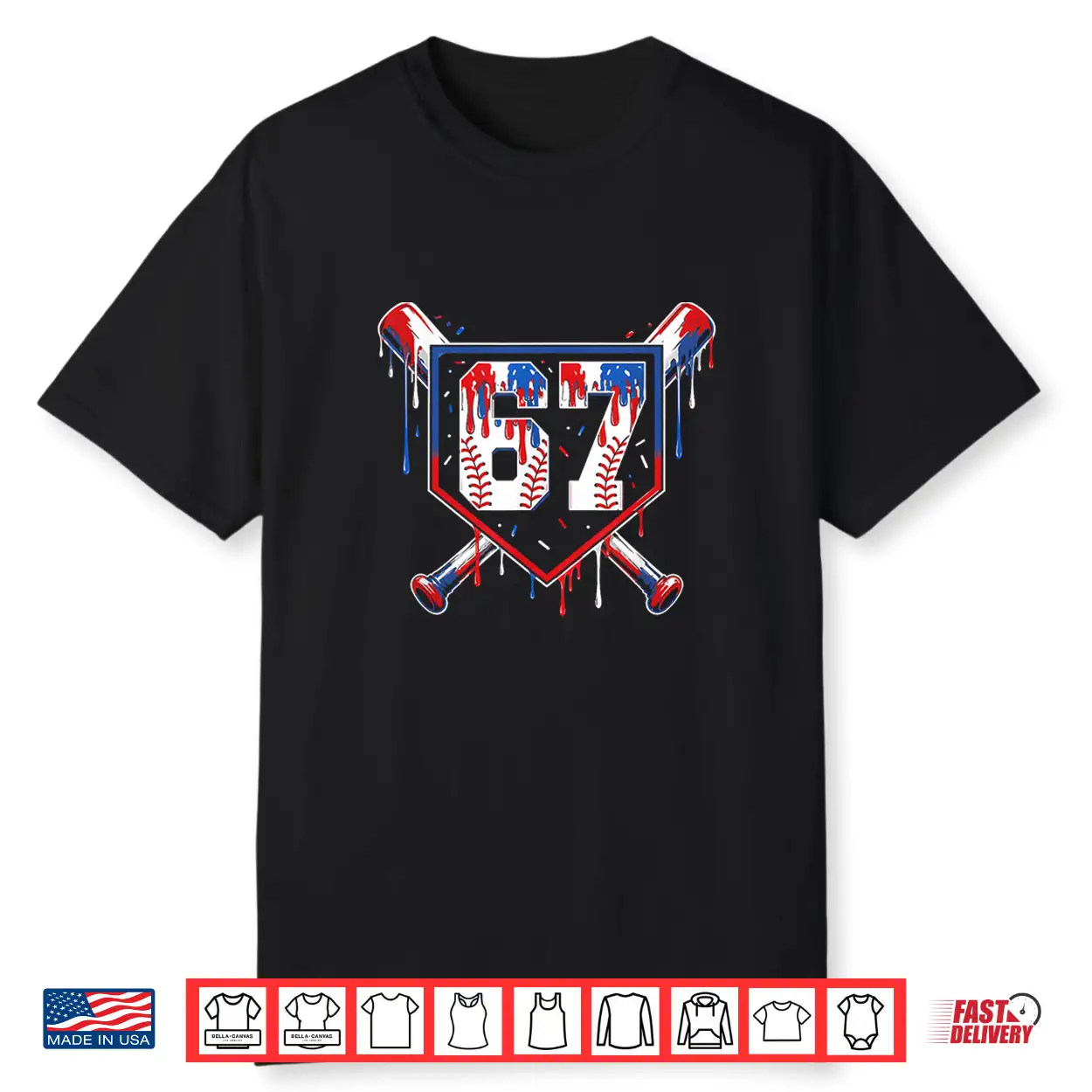 Summer Six Seven Baseball Dripping Red White Blue Usa Shirt Summer Six Seven Baseball Dripping Red White Blue Usa Shirt