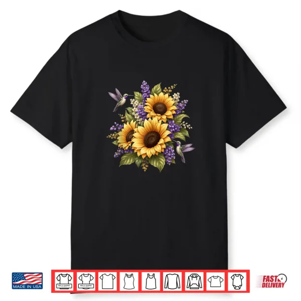 Sunflower Hummingbird Floral Garden Nature Botanical Shirt
