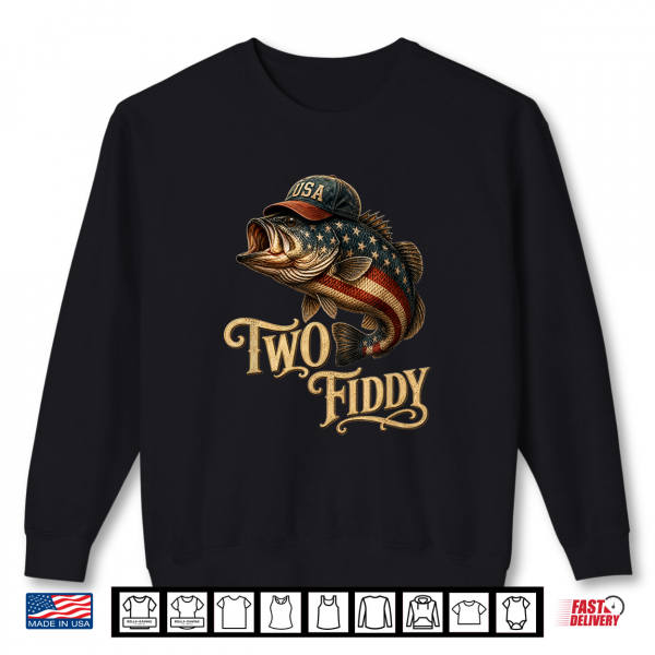Sweatshirt 1776 2026 Bass Fishing USA Flag 250th Birthday Two Fiddy Shirt